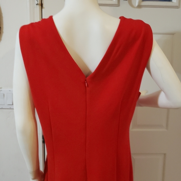 THE LIMITED Lipstick Red Sleeveless Cascading Ruffle Chic Ponte Dress - Picture 6 of 11